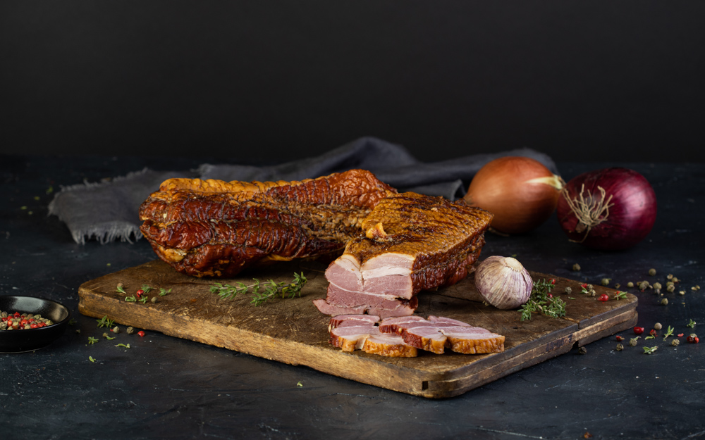 detail Smoked pork belly